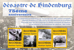 Togo 2012 Hindenburg Disaster 4v M/s, Mint NH, History - Transport - Fire Fighters & Prevention - Zeppelins - Disasters - Firemen
