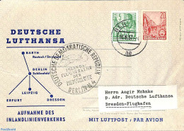 Germany, DDR 1957 Aerogramme With Special Cancellation Inland Air Traffic, Used Postal Stationary, Transport - Aircraf.. - Covers & Documents