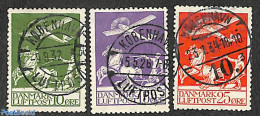 Denmark 1925 Airmail 3v, Used, Used Stamps, Nature - Transport - Horses - Aircraft & Aviation - Oblitérés