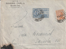 Italy. A215. Milano. 1927. Lettera Per Trieste, Con Espresso L. 1,25 + Michetti C.60. Ambulante MILANO VENEZIA 91 - Marcophilie