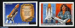 Guinea, Republic 1986 Challenger Accident 2v, Imperforated, Mint NH, Transport - Space Exploration - Autres & Non Classés