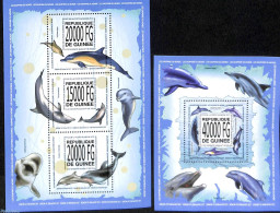 Guinea, Republic 2013 Dolphins 2 S/s, Mint NH, Nature - Sea Mammals - Autres & Non Classés