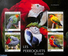 Central Africa 2019 Parrots 4v M/s, Mint NH, Nature - Birds - Parrots - Central African Republic