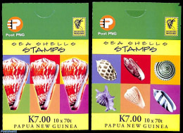 Papua New Guinea 2004 Shells 2 Booklets, Mint NH, Nature - Shells & Crustaceans - Stamp Booklets - Meereswelt