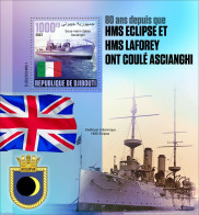Djibouti 2023 HMS Eclipse And HMS Laforey, Mint NH, History - Transport - Flags - Ships And Boats - Bateaux