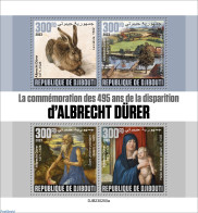 Djibouti 2023 Albrecht Dürer, Mint NH, Nature - Rabbits / Hares - Art - Dürer, Albrecht - Paintings - Gibuti (1977-...)