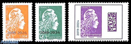 France 2024 Marianne 2019-2024 Overprints 3v, Mint NH - Nuevos