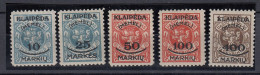 MEMEL 1923 Mint MH(*) Mi 124-128 #MM41 - Klaipeda 1923