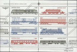 Sowjetunion 5515-5522 Kleinbogen (kompl.Ausg.) Postfrisch 1985 Lokomotiven Und Waggons - Unused Stamps