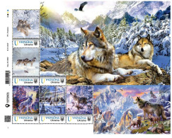 Ukraine 2024, Fauna, Wolves, Art, Sheetlet Of 6v - Oekraïne