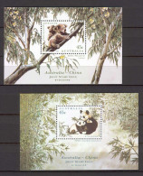 Australia 1995 Rare Animals - Panda - Coala - Joint Issue With China - 2 MS MNH - Other & Unclassified
