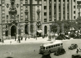 REAL PHOTO POSTCARD MADRID ESPAÑA SPAIN CARTE POSTALE CAR VOITURE TROLLEY AUTO BUS - Madrid