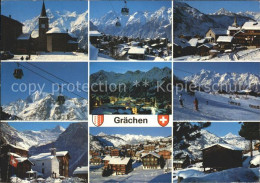 11896649 Graechen VS Orts Und Teilansichten Seilbahn Kirche Graechen - Other & Unclassified