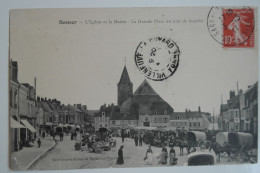 Cpa 1911 Samer L'église Et La Mairie La Grande Place Un Jour De Marché - BL61 - Samer