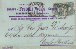 Italy. A215. Genova. 1899. Cartolina Postale PUBBLICITARIA ... FRATELLI WEISS ...., Per Tufo - Poststempel