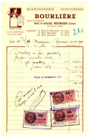 FACTURE Blanchisserie Teinturerie BOURLIERE à RIORGES 42 LOIRE Année 1939 - 1900 – 1949