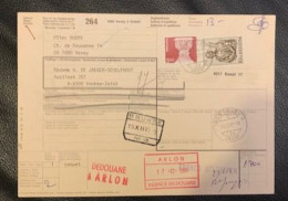 20409 - Bulletin D'expédition Vevey Orient  14.12.1981 Pour Knokke-Zeist Via Arlon & Brugge - Briefe U. Dokumente