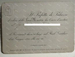 Italy Pass Italia Invito Palazzo Del Quirinale 1911 - Biglietti D'ingresso