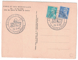 Paris - Cachet Commémoratif - Exposition Philatélique La Poste à Paris - Tour Eiffel - 25 Novembre 1942 - Gedenkstempels