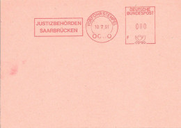 EMA Specimen ALLEMAGNE GERMANY SAARLAND SAAR SARRE SAARBRUCKEN 6600 JUSTIZBEHORDEN JUSTICE JUSTIZ - Other & Unclassified