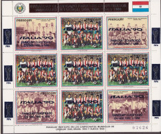 Paraguay, 1989, Football World Cup Italia 90,souvenir Sheet With Silver/red, Overprint Upside Down, Mint - 1990 – Italia