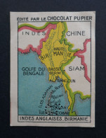 Image Chromo  Chocolat Pupier. Album Asie 1938. Carte Indes Anglaises Birmanie Golf Du BengaleSiam Chine - Autres & Non Classés