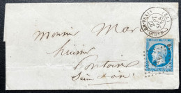 N°14 20c BLEU NAPOLEON / MAGNY EN VEXIN POUR PONTOISE / 27 SEPT 1858 / LSC - 1849-1876: Classic Period