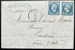 N°14 20c BLEU NAPOLEON / ROUEN POUR PONTOISE / 3 DEC 1858 / LSC - 1849-1876: Klassik