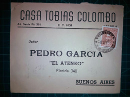 ARGENTINE, Enveloppe Appartenant à "CASA TOBIAS COLOMBO" Circulée Avec Timbre Postal (Mariano Moreno). Années 1960. - Oblitérés