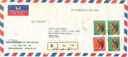 Somalia Air Mail Cover Sent To Denmark 28-5-1982 Topic Stamps (from The Embassy Of Pakistan Mogadishu) - Somalie (1960-...)