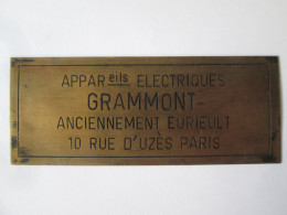 Embleme Appareils Electriques Grammont Anciennement Eurieult,10 Rue D'Uzes Paris Vers 1930,taille=91 X 37 Mm - Altri & Non Classificati