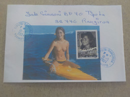 A SAISIR - POLYNESIE FSE TAHITI - VAHINE SEINS NUS - ENVELOPPE TIMBREE - MARCOPHILIE CACHET POSTAL BLEU TIPUTA TUAMOTU - Brieven En Documenten