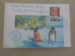 A SAISIR - POLYNESIE FSE TAHITI - VAHINE SEINS NUS - ENVELOPPE TIMBREE - MARCOPHILIE CACHET POSTAL BLEU TIPUTA TUAMOTU - Cartas & Documentos