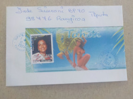 A SAISIR - POLYNESIE FSE TAHITI - VAHINE SEINS NUS - ENVELOPPE TIMBREE - MARCOPHILIE CACHET POSTAL BLEU TIPUTA TUAMOTU - Brieven En Documenten