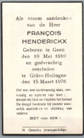 Bidprentje Geen - Henderickx François (1910-1976) - Images Religieuses