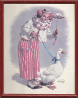 Art & Antiquités > Tableaux > Lot Des 2  Lithos Originales De Sarnoff -  Le Clown Et L'Oie  Le Clown Et Le Nounours - Litografia