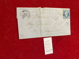 LETTRE 1861 - YT 14B -GRANDVILLIERS PC 1439 - CACHET N - 1849-1876: Classic Period