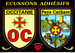 Région OCCITANIE Pays Cathares  -  Cpm Autocollant Adhésif Blason écusson -  ♥♥♥ - Sonstige & Ohne Zuordnung