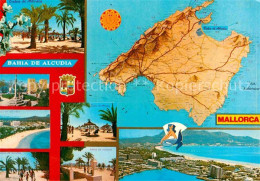72683560 Bahia De Alcudia Fliegeraufnahme Strand Landkarte  Alcudia Mallorca - Autres & Non Classés