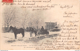 [63] ARLANC - Un Courrier Postal En Plein Hiver, Traineau Attelé à 2 Chevaux Cpa Dos Simple - 23 03 1908 ( ͡◕ ͜ʖ ͡◕) ♦ - Autres & Non Classés