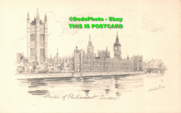 R423819 London. Houses Of Parliament. Woolstone Barton. Milton. Pencil Sketch Re - Sonstige & Ohne Zuordnung