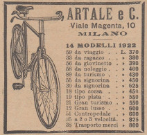 Bici ARTALE & C. - Listino Prezzi - 1922 Pubblicità - Vintage Advertising - Publicités