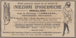 Iniezioni Ipodermiche Indolori LOMBARDO - 1922 Pubblicità - Vintage Ad - Publicités