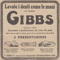 Lavate I Denti Con Le Mani Col Sapone GIBBS - 1922 Pubblicità - Vintage Ad - Publicités