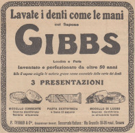 Lavate I Denti Con Le Mani Col Sapone GIBBS - 1922 Pubblicità - Vintage Ad - Publicités