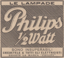 Lampade PHILIPS - 1922 Pubblicità Epoca - Vintage Advertising - Publicités