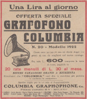 Grafofono COLUMBIA - 1922 Pubblicità Epoca - Vintage Advertising - Publicités