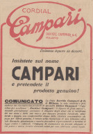 Cordial Campari Delizioso Liquore Da Dessert - 1922 Pubblicità Epoca - Publicités