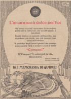 I Memorandum Di Campari - L'amaro Sarà Dolce Per Voi - 1922 Pubblicità - Publicités