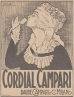 CAMPARI - Illustrazione - Donna Beve Da Rosa - 1922 Pubblicità Epoca - Publicités